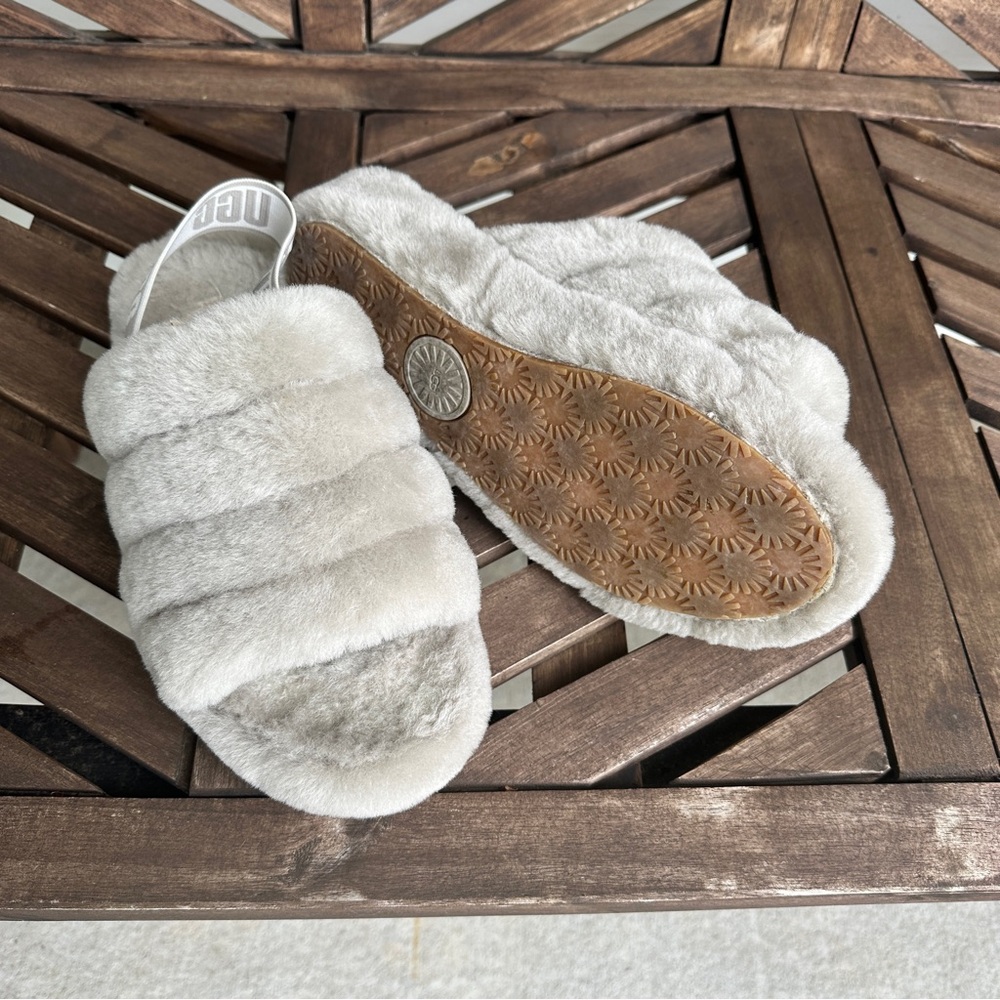 UGG Soft Gray Fur Slippers